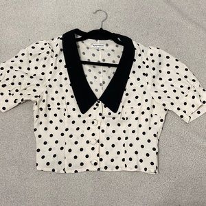 Reformation Black and White Polka Dot Top